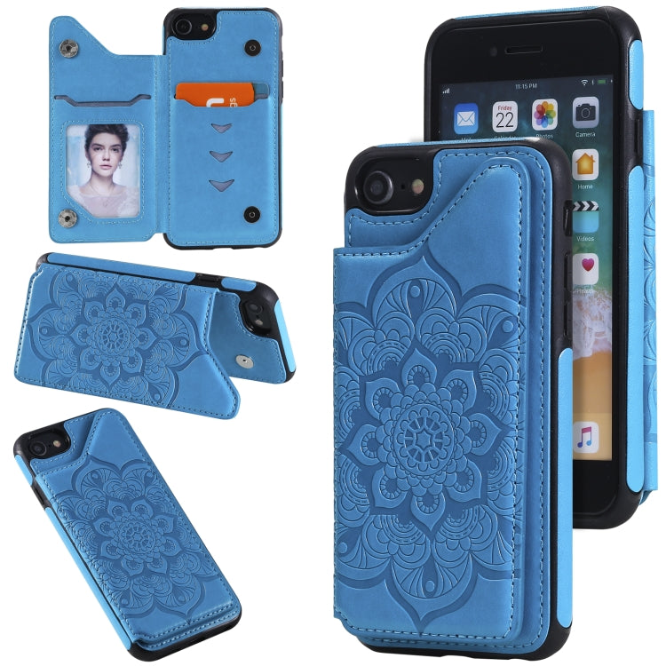 Flower Embossing Pattern Shockproof Protective Case with Holder & Card Slots & Photo Frame, For iPhone SE 2022 / SE 2020 / 8 / 7, For iPhone 8 Plus / 7 Plus, For iPhone XS / X, For iPhone XR