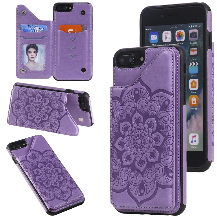 Flower Embossing Pattern Shockproof Protective Case with Holder & Card Slots & Photo Frame, For iPhone SE 2022 / SE 2020 / 8 / 7, For iPhone 8 Plus / 7 Plus, For iPhone XS / X, For iPhone XR