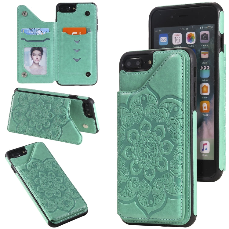 Flower Embossing Pattern Shockproof Protective Case with Holder & Card Slots & Photo Frame, For iPhone SE 2022 / SE 2020 / 8 / 7, For iPhone 8 Plus / 7 Plus, For iPhone XS / X, For iPhone XR