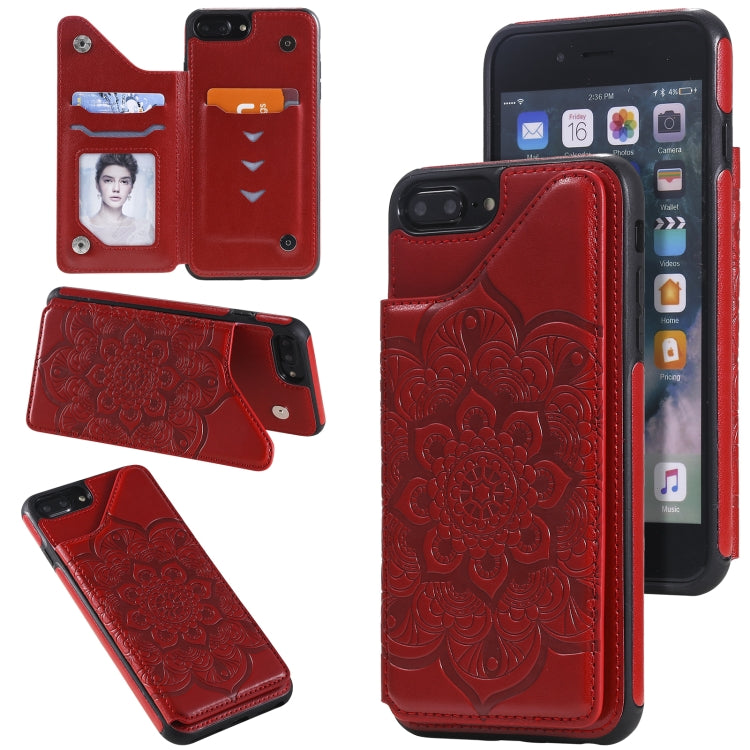 Flower Embossing Pattern Shockproof Protective Case with Holder & Card Slots & Photo Frame, For iPhone SE 2022 / SE 2020 / 8 / 7, For iPhone 8 Plus / 7 Plus, For iPhone XS / X, For iPhone XR