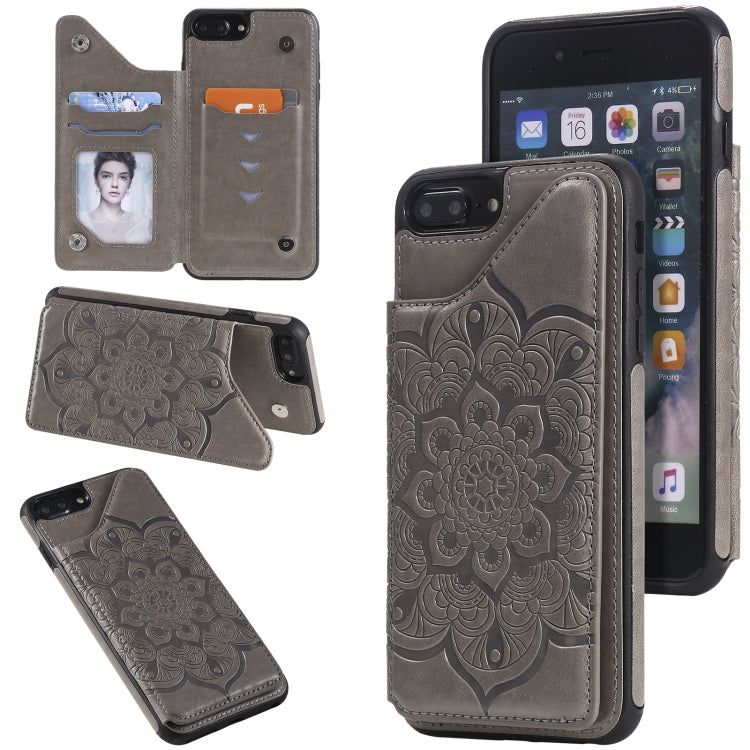 Flower Embossing Pattern Shockproof Protective Case with Holder & Card Slots & Photo Frame, For iPhone SE 2022 / SE 2020 / 8 / 7, For iPhone 8 Plus / 7 Plus, For iPhone XS / X, For iPhone XR