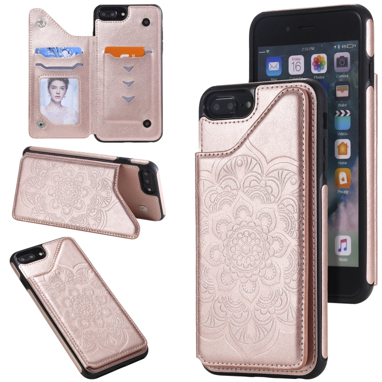 Flower Embossing Pattern Shockproof Protective Case with Holder & Card Slots & Photo Frame, For iPhone SE 2022 / SE 2020 / 8 / 7, For iPhone 8 Plus / 7 Plus, For iPhone XS / X, For iPhone XR