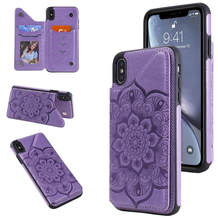 Flower Embossing Pattern Shockproof Protective Case with Holder & Card Slots & Photo Frame, For iPhone XS Max, For iPhone 11, For iPhone 11 Pro, For iPhone 11 Pro Max
