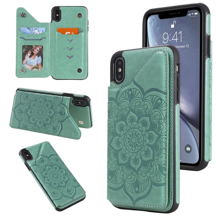 Flower Embossing Pattern Shockproof Protective Case with Holder & Card Slots & Photo Frame, For iPhone XS Max, For iPhone 11, For iPhone 11 Pro, For iPhone 11 Pro Max