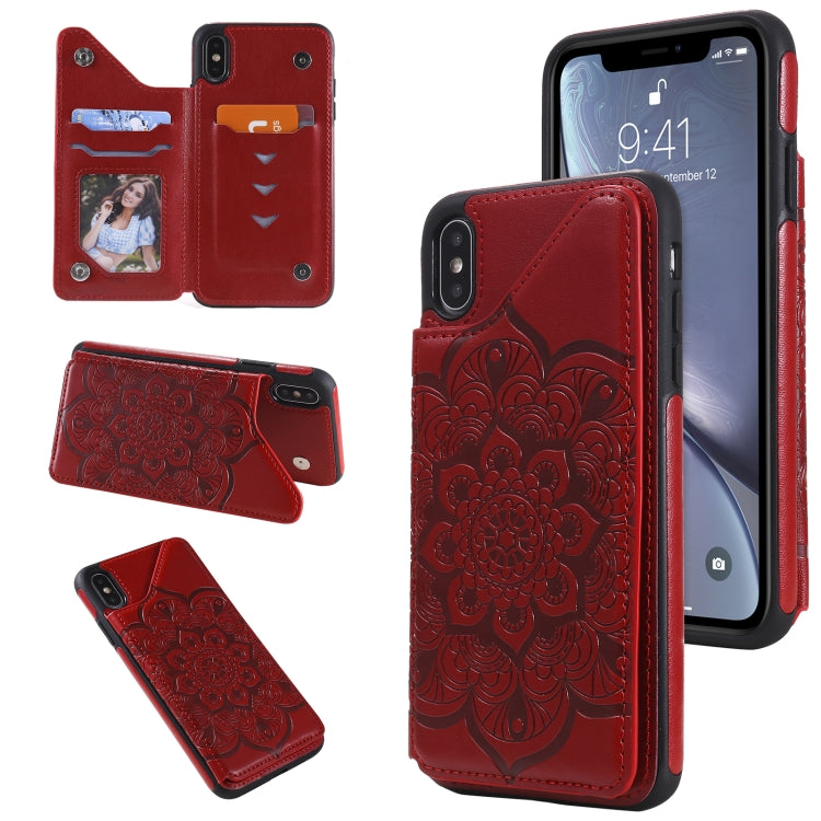 Flower Embossing Pattern Shockproof Protective Case with Holder & Card Slots & Photo Frame, For iPhone XS Max, For iPhone 11, For iPhone 11 Pro, For iPhone 11 Pro Max