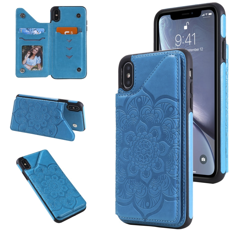 Flower Embossing Pattern Shockproof Protective Case with Holder & Card Slots & Photo Frame, For iPhone XS Max, For iPhone 11, For iPhone 11 Pro, For iPhone 11 Pro Max