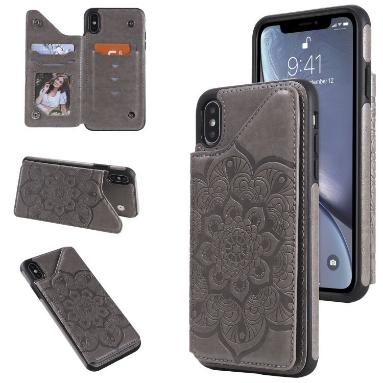 Flower Embossing Pattern Shockproof Protective Case with Holder & Card Slots & Photo Frame, For iPhone XS Max, For iPhone 11, For iPhone 11 Pro, For iPhone 11 Pro Max