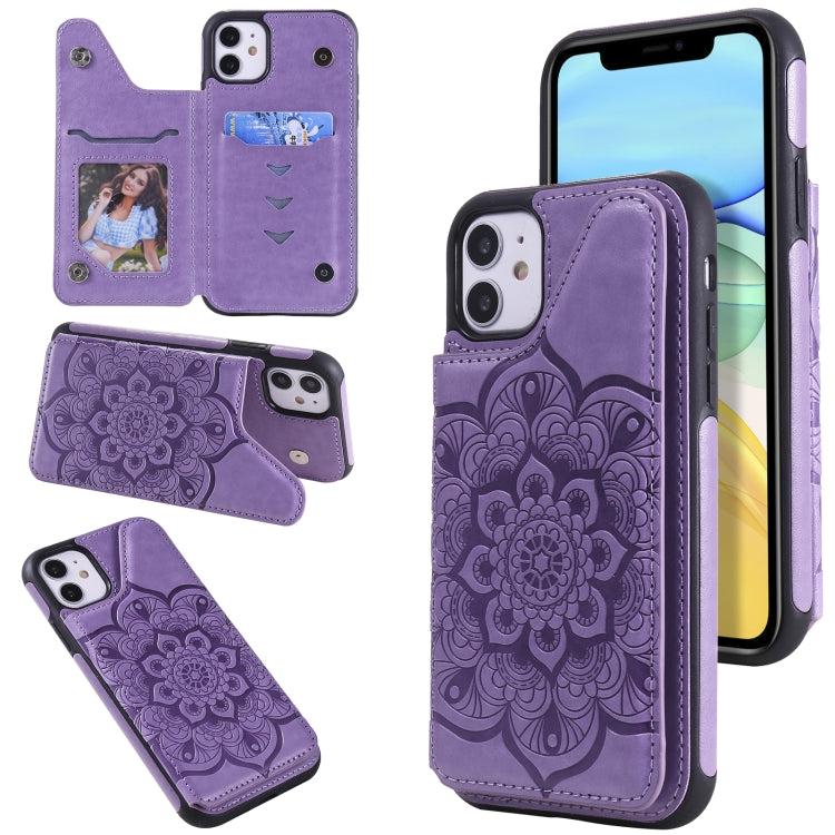 Flower Embossing Pattern Shockproof Protective Case with Holder & Card Slots & Photo Frame, For iPhone XS Max, For iPhone 11, For iPhone 11 Pro, For iPhone 11 Pro Max