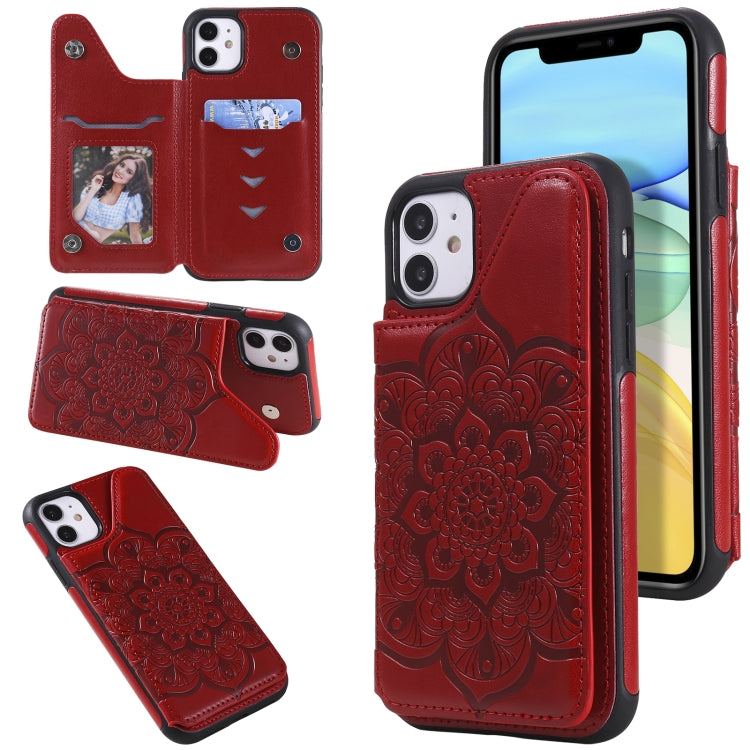Flower Embossing Pattern Shockproof Protective Case with Holder & Card Slots & Photo Frame, For iPhone XS Max, For iPhone 11, For iPhone 11 Pro, For iPhone 11 Pro Max