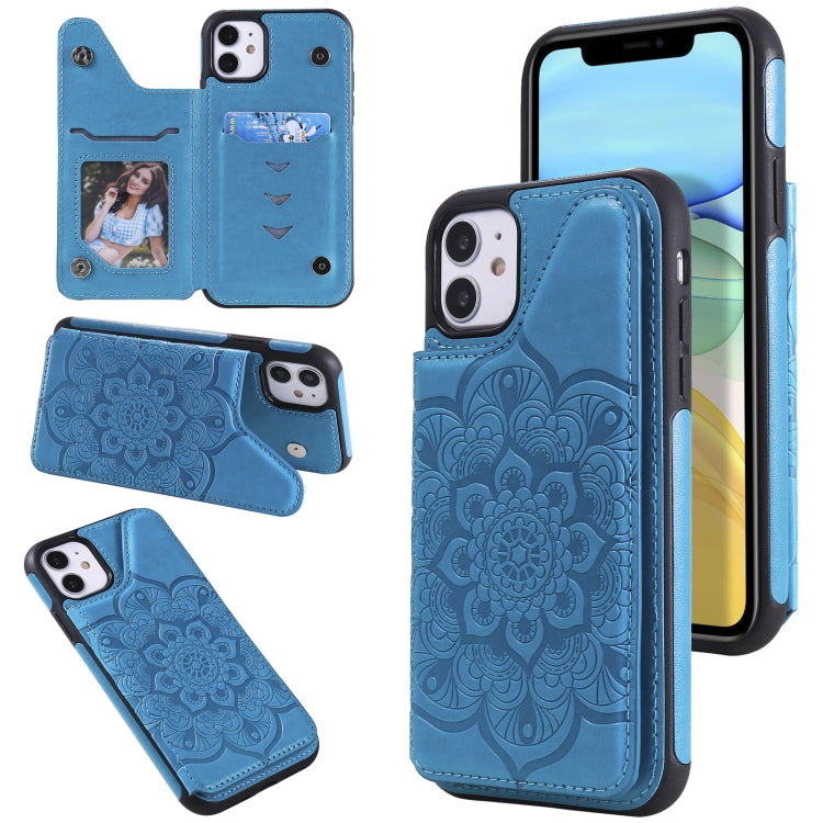 Flower Embossing Pattern Shockproof Protective Case with Holder & Card Slots & Photo Frame, For iPhone XS Max, For iPhone 11, For iPhone 11 Pro, For iPhone 11 Pro Max