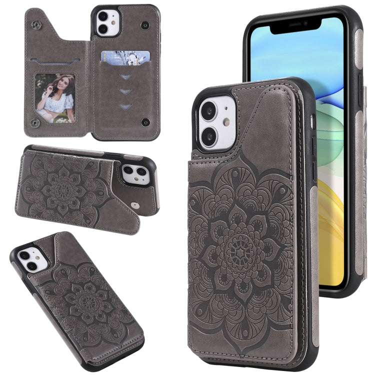 Flower Embossing Pattern Shockproof Protective Case with Holder & Card Slots & Photo Frame, For iPhone XS Max, For iPhone 11, For iPhone 11 Pro, For iPhone 11 Pro Max