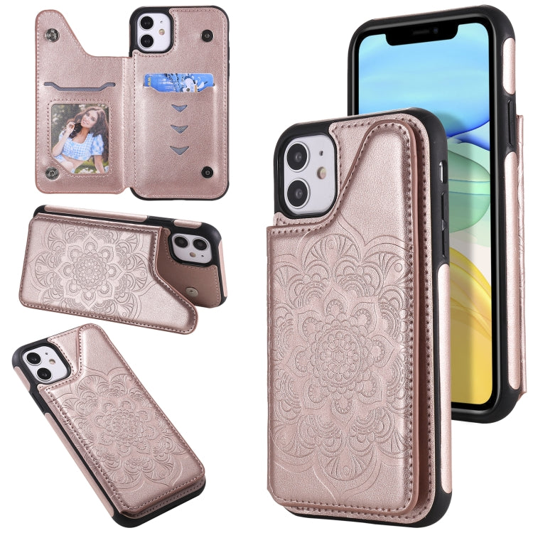 Flower Embossing Pattern Shockproof Protective Case with Holder & Card Slots & Photo Frame, For iPhone XS Max, For iPhone 11, For iPhone 11 Pro, For iPhone 11 Pro Max