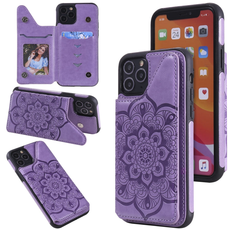Flower Embossing Pattern Shockproof Protective Case with Holder & Card Slots & Photo Frame, For iPhone XS Max, For iPhone 11, For iPhone 11 Pro, For iPhone 11 Pro Max