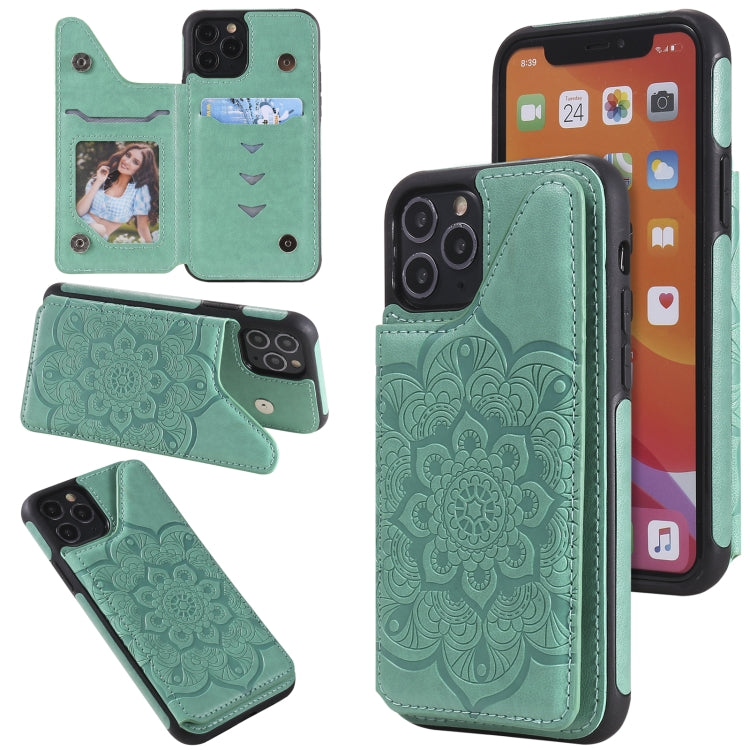 Flower Embossing Pattern Shockproof Protective Case with Holder & Card Slots & Photo Frame, For iPhone XS Max, For iPhone 11, For iPhone 11 Pro, For iPhone 11 Pro Max