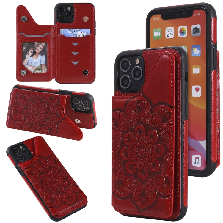 Flower Embossing Pattern Shockproof Protective Case with Holder & Card Slots & Photo Frame, For iPhone XS Max, For iPhone 11, For iPhone 11 Pro, For iPhone 11 Pro Max
