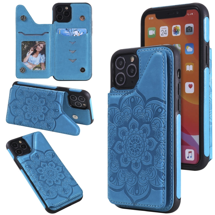 Flower Embossing Pattern Shockproof Protective Case with Holder & Card Slots & Photo Frame, For iPhone XS Max, For iPhone 11, For iPhone 11 Pro, For iPhone 11 Pro Max