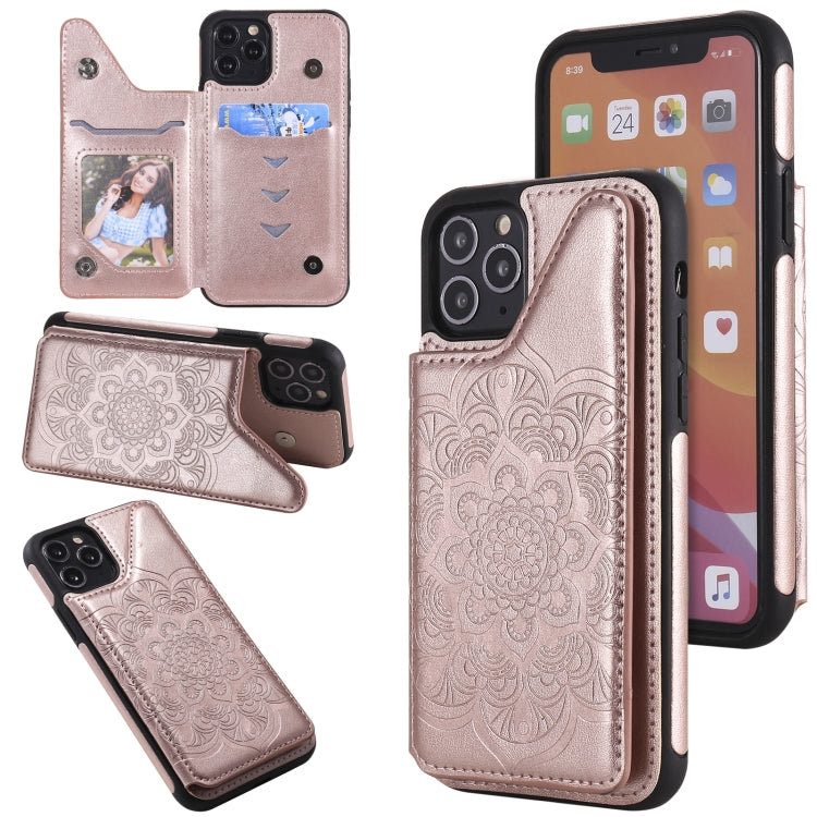 Flower Embossing Pattern Shockproof Protective Case with Holder & Card Slots & Photo Frame, For iPhone XS Max, For iPhone 11, For iPhone 11 Pro, For iPhone 11 Pro Max
