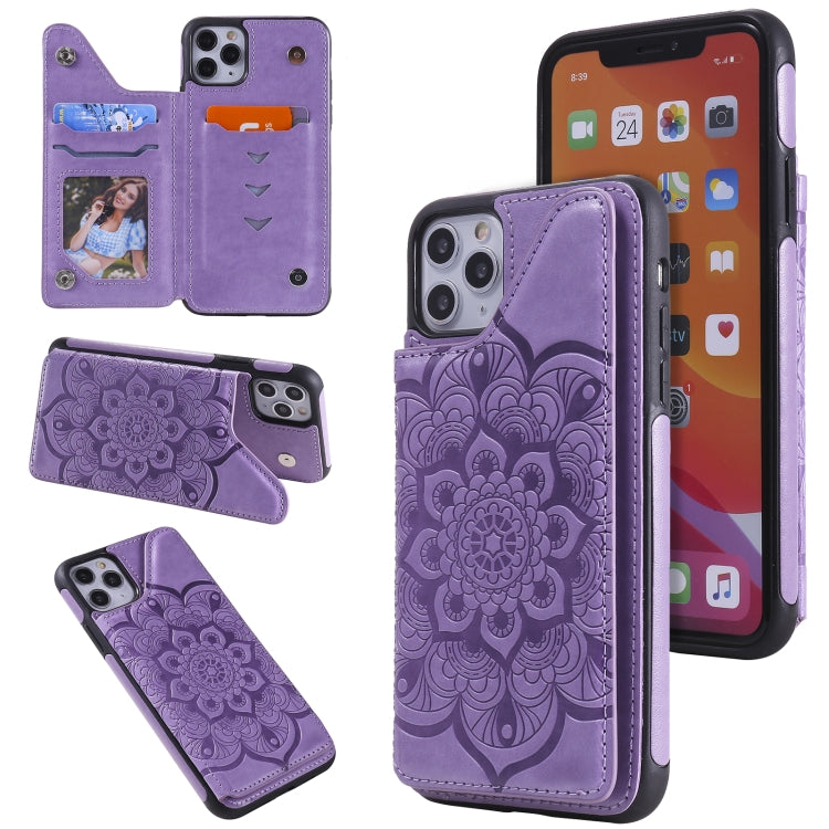 Flower Embossing Pattern Shockproof Protective Case with Holder & Card Slots & Photo Frame, For iPhone XS Max, For iPhone 11, For iPhone 11 Pro, For iPhone 11 Pro Max