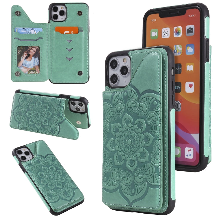 Flower Embossing Pattern Shockproof Protective Case with Holder & Card Slots & Photo Frame, For iPhone XS Max, For iPhone 11, For iPhone 11 Pro, For iPhone 11 Pro Max