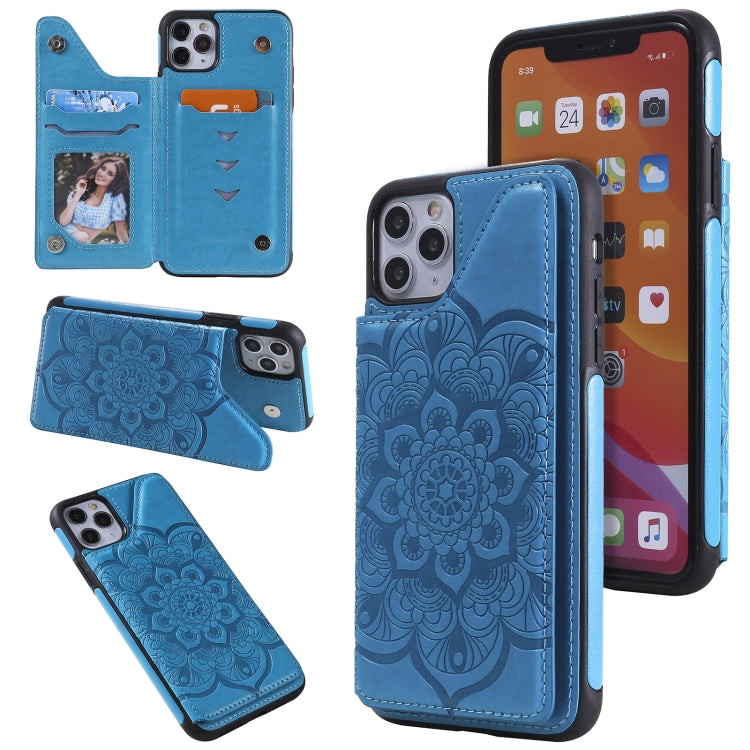 Flower Embossing Pattern Shockproof Protective Case with Holder & Card Slots & Photo Frame, For iPhone XS Max, For iPhone 11, For iPhone 11 Pro, For iPhone 11 Pro Max