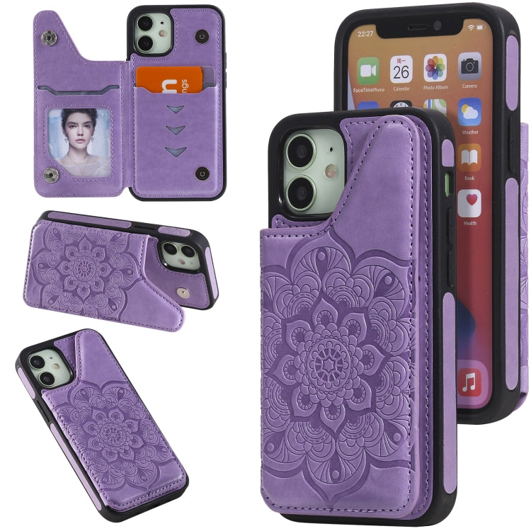 Flower Embossing Pattern Shockproof Protective Case with Holder & Card Slots & Photo Frame, For iPhone 12 mini, For iPhone 12 / 12 Pro, For iPhone 12 Pro Max