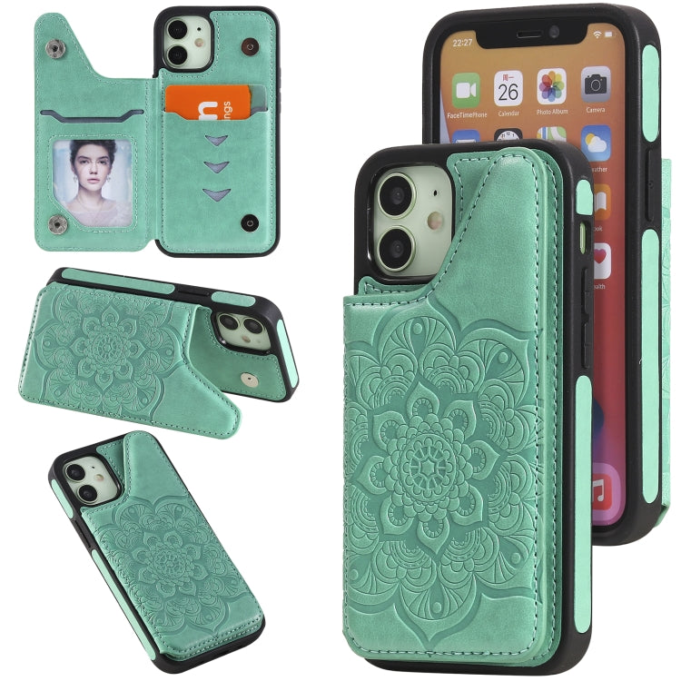 Flower Embossing Pattern Shockproof Protective Case with Holder & Card Slots & Photo Frame, For iPhone 12 mini, For iPhone 12 / 12 Pro, For iPhone 12 Pro Max