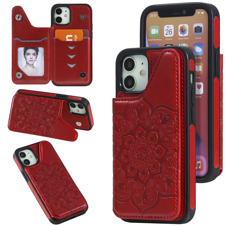 Flower Embossing Pattern Shockproof Protective Case with Holder & Card Slots & Photo Frame, For iPhone 12 mini, For iPhone 12 / 12 Pro, For iPhone 12 Pro Max