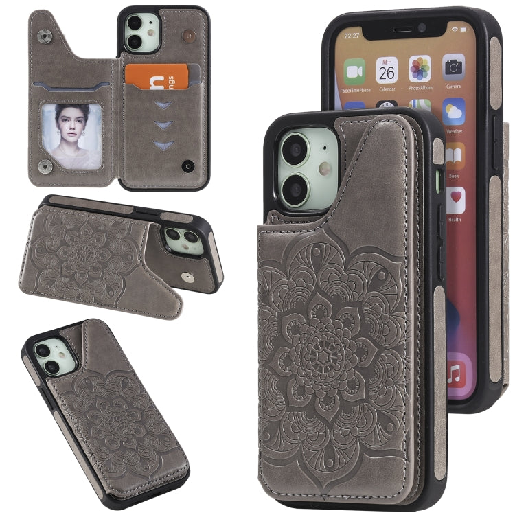 Flower Embossing Pattern Shockproof Protective Case with Holder & Card Slots & Photo Frame, For iPhone 12 mini, For iPhone 12 / 12 Pro, For iPhone 12 Pro Max
