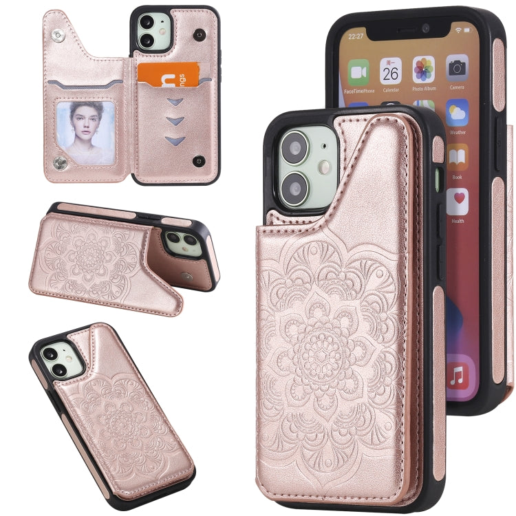 Flower Embossing Pattern Shockproof Protective Case with Holder & Card Slots & Photo Frame, For iPhone 12 mini, For iPhone 12 / 12 Pro, For iPhone 12 Pro Max