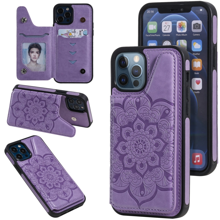 Flower Embossing Pattern Shockproof Protective Case with Holder & Card Slots & Photo Frame, For iPhone 12 mini, For iPhone 12 / 12 Pro, For iPhone 12 Pro Max