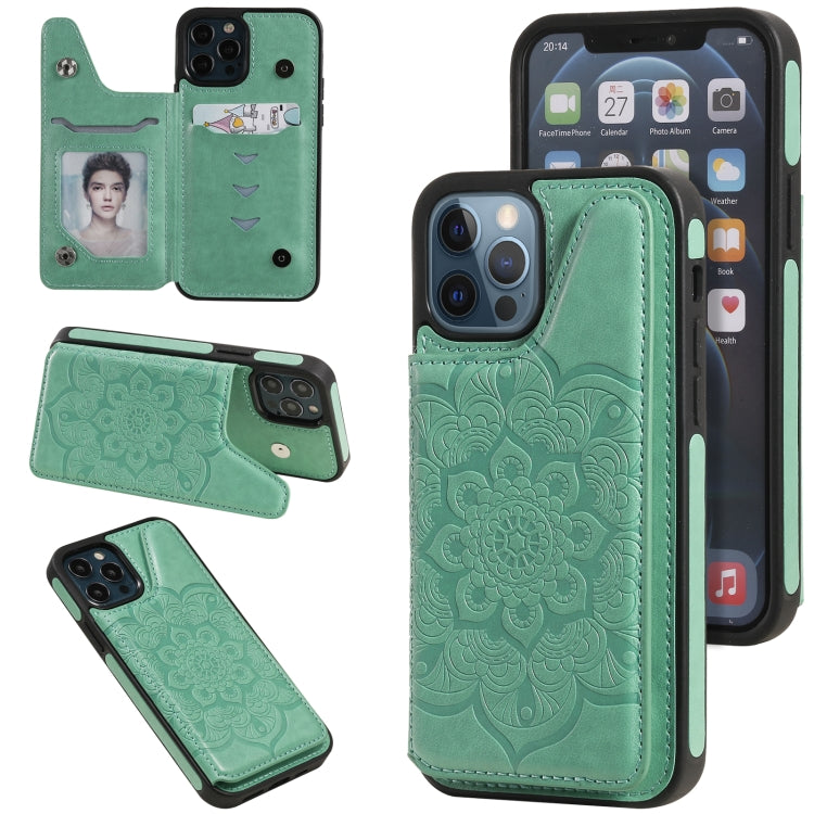 Flower Embossing Pattern Shockproof Protective Case with Holder & Card Slots & Photo Frame, For iPhone 12 mini, For iPhone 12 / 12 Pro, For iPhone 12 Pro Max