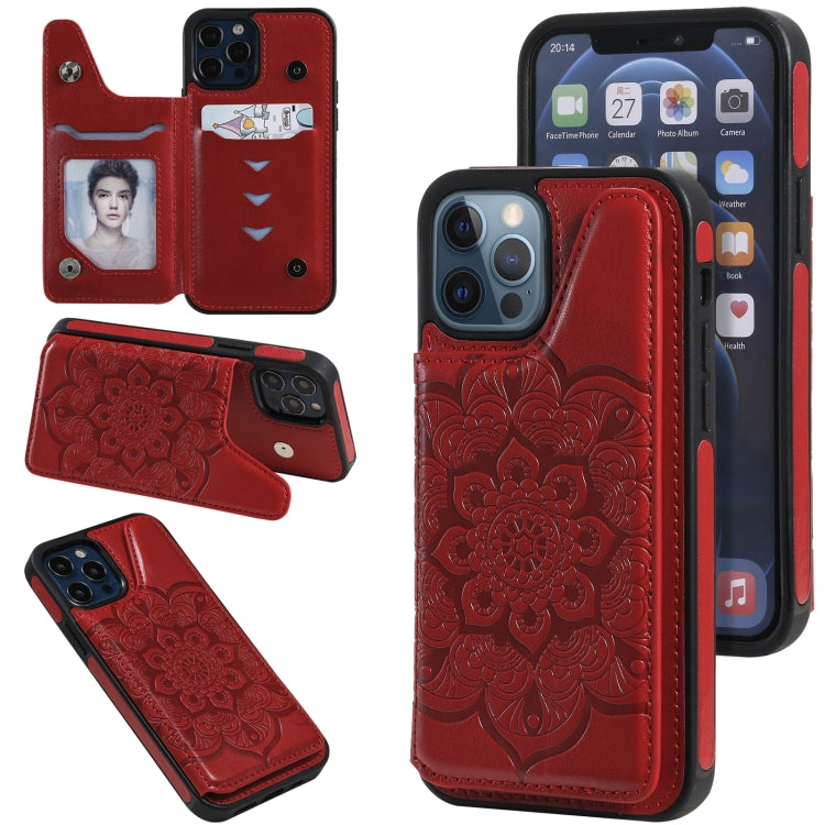 Flower Embossing Pattern Shockproof Protective Case with Holder & Card Slots & Photo Frame, For iPhone 12 mini, For iPhone 12 / 12 Pro, For iPhone 12 Pro Max