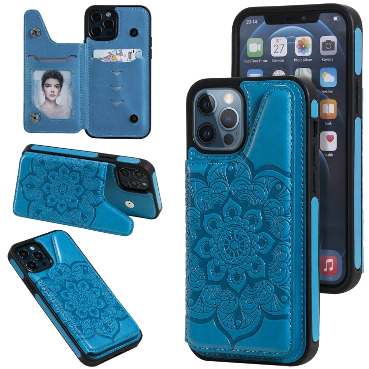 Flower Embossing Pattern Shockproof Protective Case with Holder & Card Slots & Photo Frame, For iPhone 12 mini, For iPhone 12 / 12 Pro, For iPhone 12 Pro Max