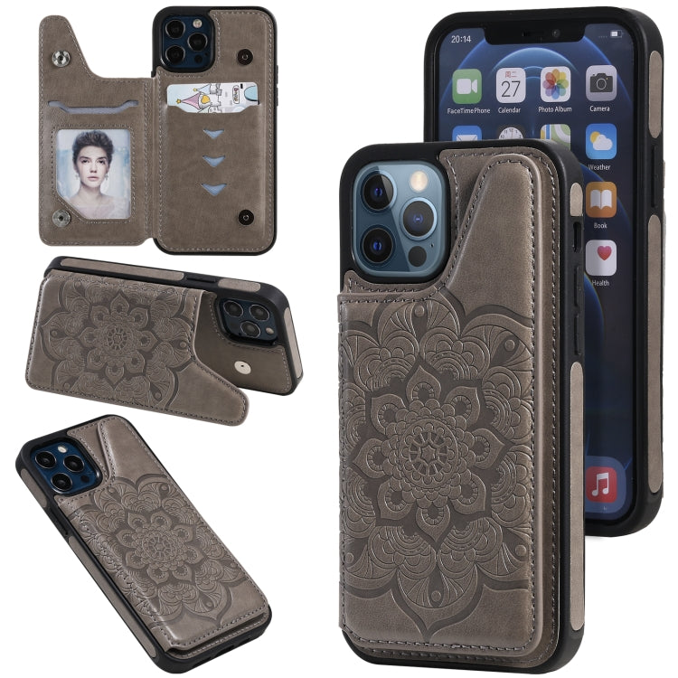 Flower Embossing Pattern Shockproof Protective Case with Holder & Card Slots & Photo Frame, For iPhone 12 mini, For iPhone 12 / 12 Pro, For iPhone 12 Pro Max
