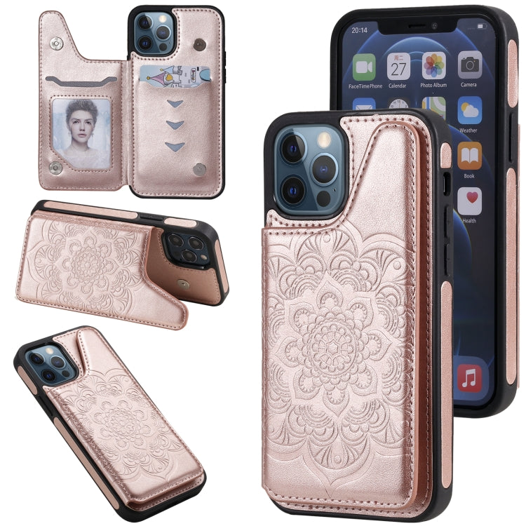 Flower Embossing Pattern Shockproof Protective Case with Holder & Card Slots & Photo Frame, For iPhone 12 mini, For iPhone 12 / 12 Pro, For iPhone 12 Pro Max