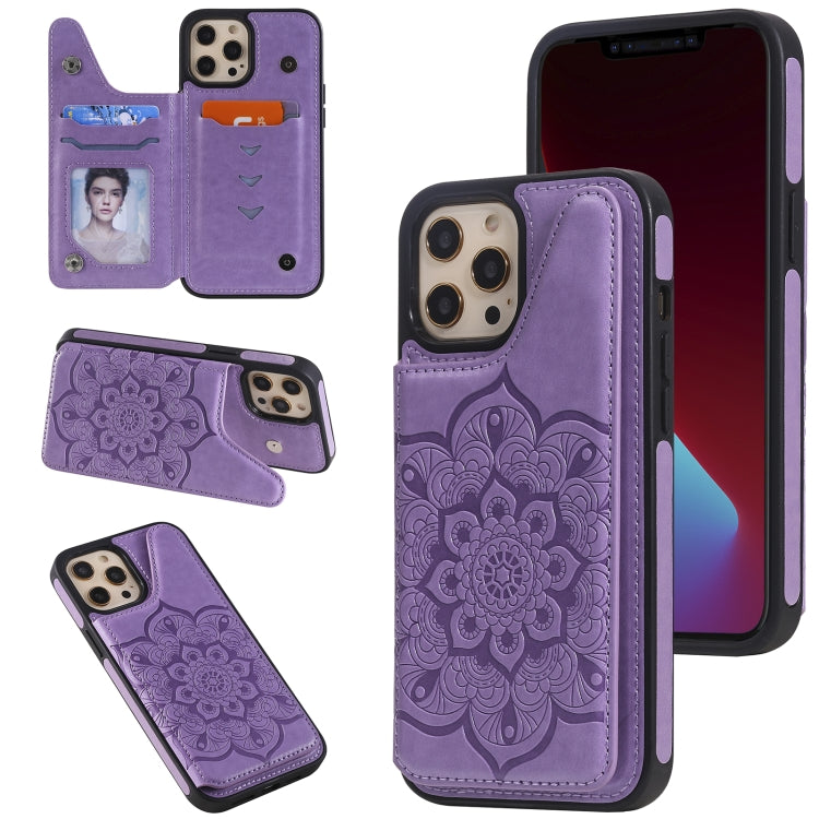 Flower Embossing Pattern Shockproof Protective Case with Holder & Card Slots & Photo Frame, For iPhone 12 mini, For iPhone 12 / 12 Pro, For iPhone 12 Pro Max