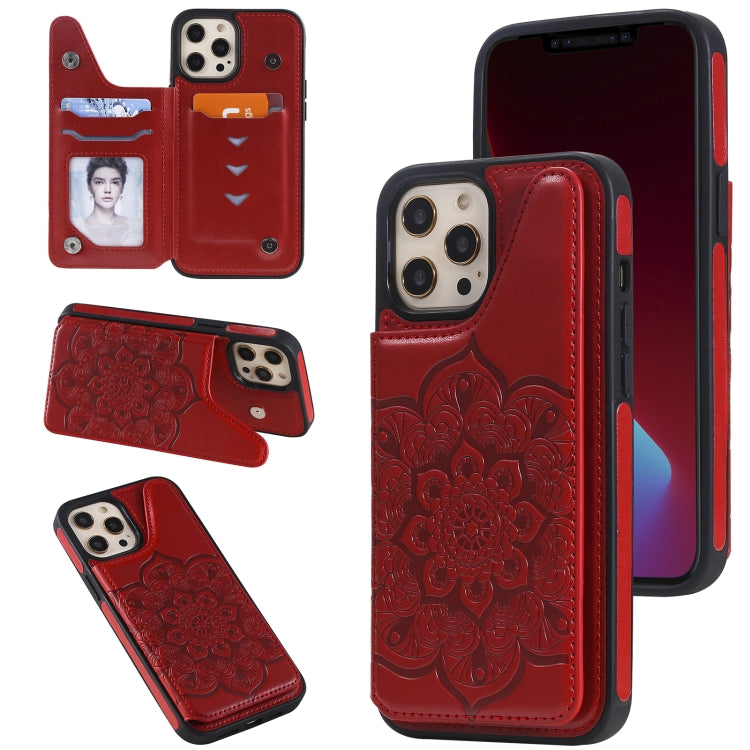 Flower Embossing Pattern Shockproof Protective Case with Holder & Card Slots & Photo Frame, For iPhone 12 mini, For iPhone 12 / 12 Pro, For iPhone 12 Pro Max