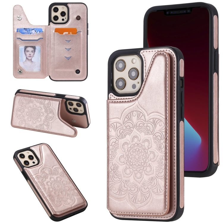 Flower Embossing Pattern Shockproof Protective Case with Holder & Card Slots & Photo Frame, For iPhone 12 mini, For iPhone 12 / 12 Pro, For iPhone 12 Pro Max