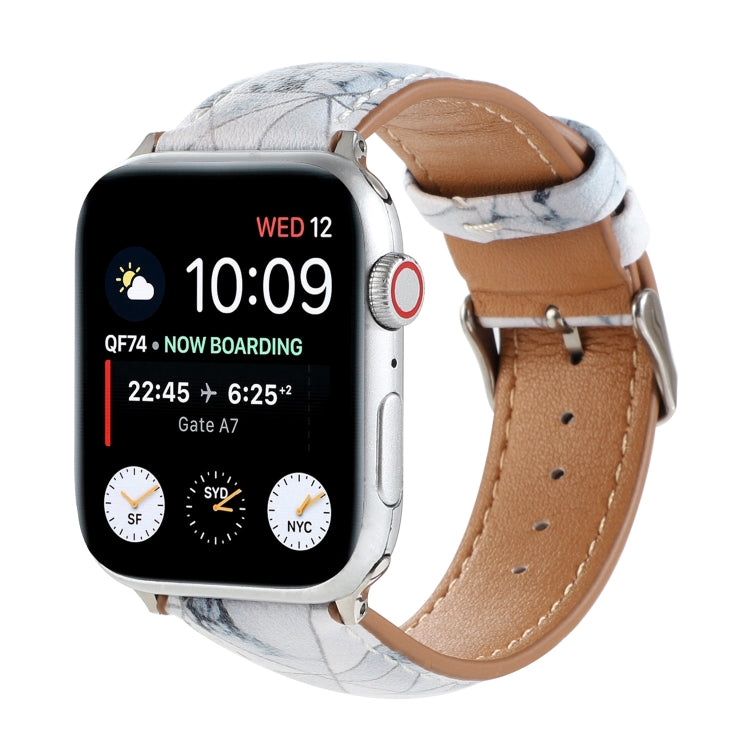 Marble Ethnic Style Printed Leather Watchband For Apple Watch Series 6 & SE &, 5 & 4 44mm / 3 & 2 & 1 42mm, 5 & 4 40mm / 3 & 2 & 1 38mm