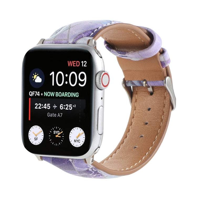 Marble Ethnic Style Printed Leather Watchband For Apple Watch Series 6 & SE &, 5 & 4 44mm / 3 & 2 & 1 42mm, 5 & 4 40mm / 3 & 2 & 1 38mm
