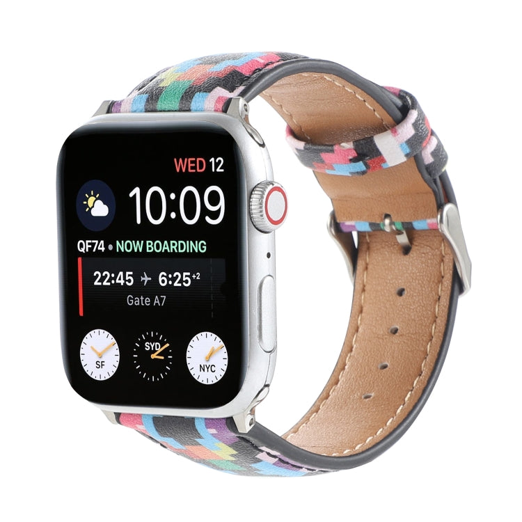 Marble Ethnic Style Printed Leather Watchband For Apple Watch Series 6 & SE &, 5 & 4 44mm / 3 & 2 & 1 42mm, 5 & 4 40mm / 3 & 2 & 1 38mm