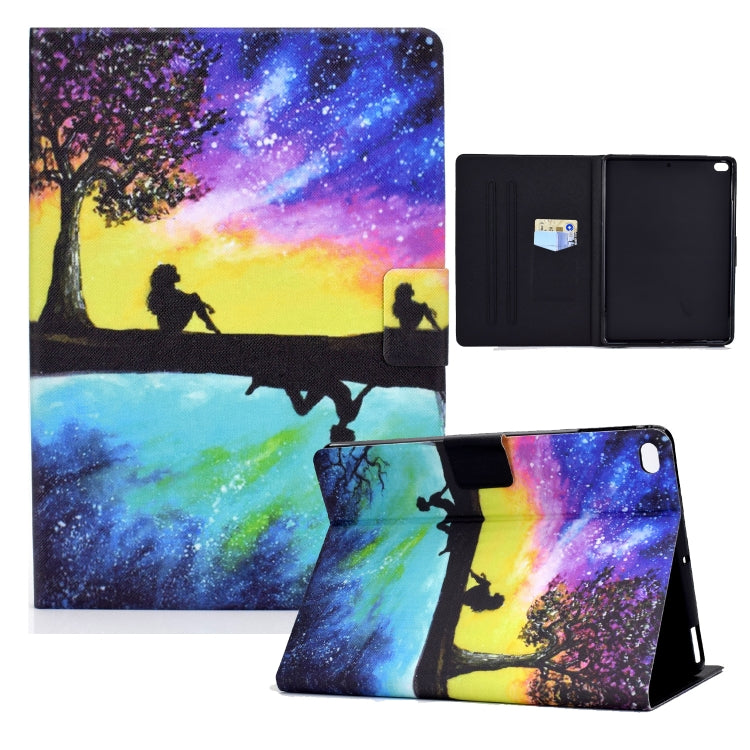 Electric Pressed TPU Colored Drawing Horizontal Flip Leather Case with Holder & Pen Slot