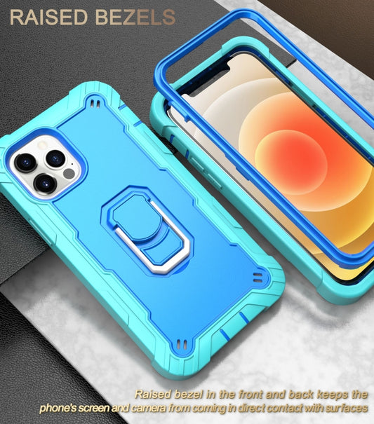 Military-grade shockproof iPhone 12 Mini case featuring PC inner shell and rotating display stand