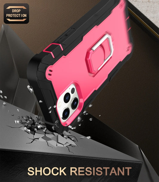 Dual-layer shockproof iPhone 12 Pro Max case showing rubberized grip and hard shell