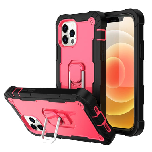 iPhone 12 Pro Max shockproof case with rotating holder, 3-layer PC rubber protection