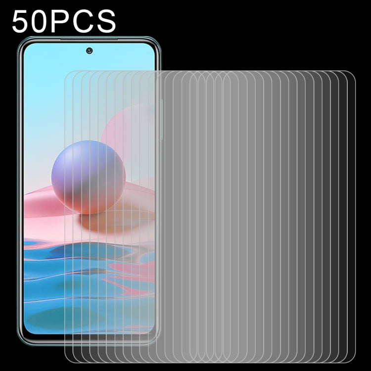 For Xiaomi Redmi Note 10 / Note 11 4G Global 6.43 inch/ Note 10 Global 6.43 inch / Poco M4 Pro 4G 50pcs 0.26mm 9H 2.5D Tempered Glass Film