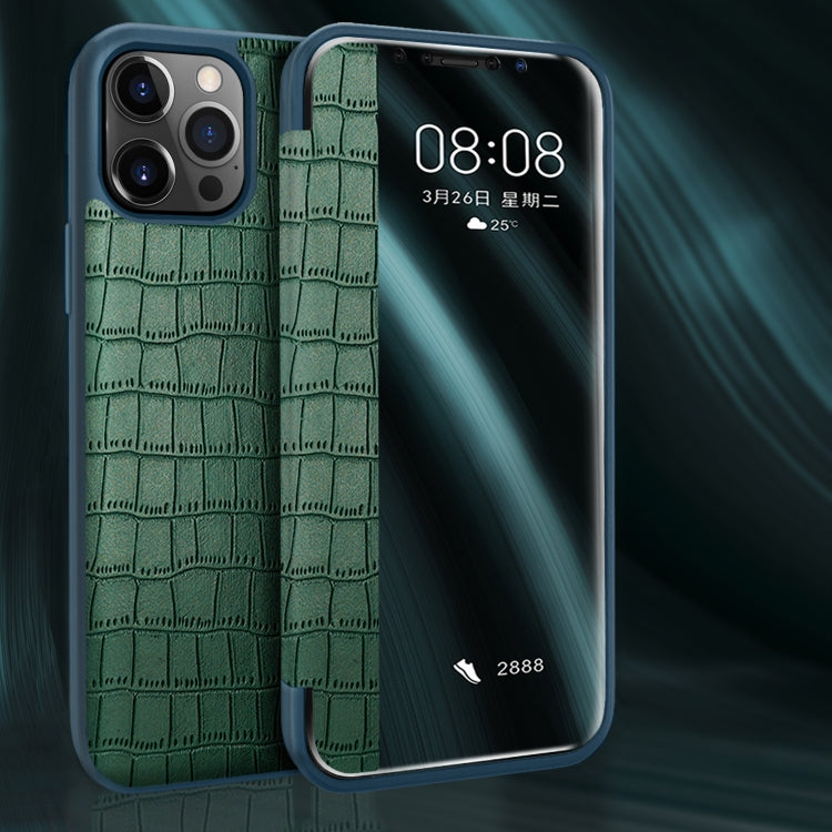Crocodile Texture Display Window Horizontal Flip Leather Case, For iPhone 12 mini, For iPhone 12 / 12 Pro, For iPhone 12 Pro Max