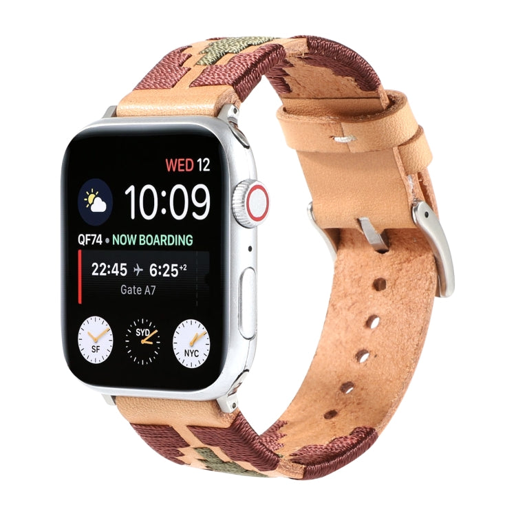 Woven Contrast Leather Strap, For Apple Watch Ultra 49mm / Series 8&7 45mm / SE 2&6&SE&5&4 44mm / 3&2&1 42mm, For Apple Watch Series 8&7 41mm / SE 2&6&SE&5&4 40mm / 3&2&1 38mm