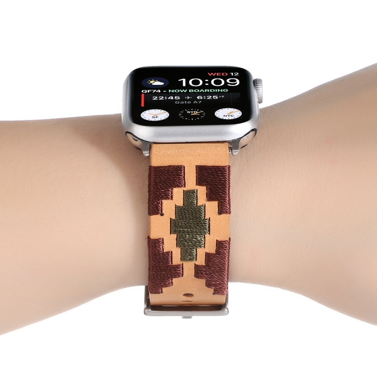 Woven Contrast Leather Strap, For Apple Watch Ultra 49mm / Series 8&7 45mm / SE 2&6&SE&5&4 44mm / 3&2&1 42mm, For Apple Watch Series 8&7 41mm / SE 2&6&SE&5&4 40mm / 3&2&1 38mm