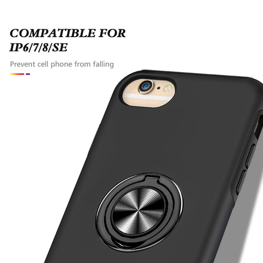 Transparent shockproof iPhone 8 Plus case with hidden magnetic ring support